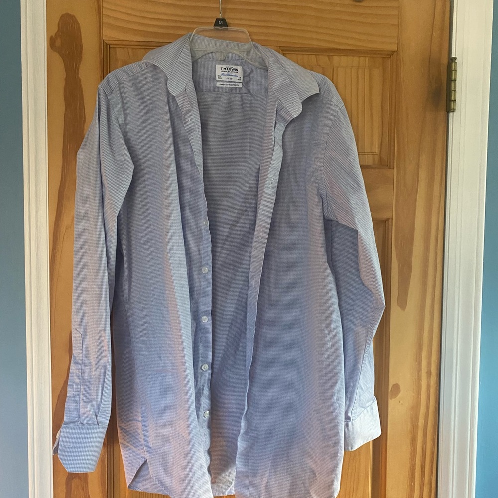 T.M Lewin blue and white dress shirt